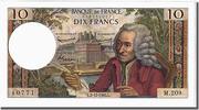 France 10 Francs Banknote, 10 F 1963-1973 ''Voltaire'', 1965-12-02 -
