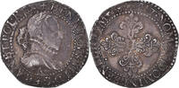 France 1/2 Franc au col plat Coin, Henri III, Paris, Silver -