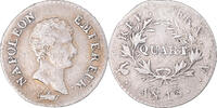 France 1/4 Franc Coin, Napoléon I, Paris, Silver -