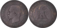 France 10 Centimes Coin, Napoleon III, Bordeaux, Bronze -