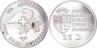 Andorra 25 Diners Coin, Silver, KM:65 -