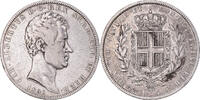 ITALIAN STATES 5 Lire Coin, SARDINIA, Carlo Alberto, Genoa -
