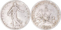 France 2 Francs Coin, Semeuse, Paris, Silver, KM:845.1 -