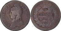 France Decime Coin, Dupré, Paris, modifié, Bronze -