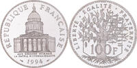 France 100 Francs Coin, Panthéon, Paris, Silver, KM:951.1 -
