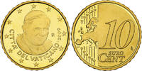 VATICAN CITY 10 Euro Cent Benedict XVI, Proof, Rome, Brass -
