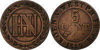 German States 5 Centimes WESTPHALIA, Jerome, Cassel, Copper -