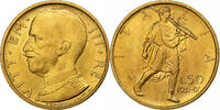 Italy 50 Lire Vittorio Emanuele III, Rome, Gold, KM:71 -