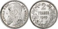 Belgium 2 Francs, 2 Frank Leopold II, Silver, KM:59 -