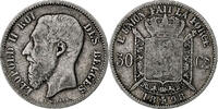 Belgium 50 Centimes Leopold II, Silver, KM:26 -
