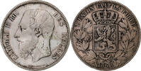 Belgium 5 Francs, 5 Frank Leopold II, Silver, KM:24 -