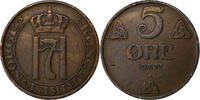Norway 5 Öre Haakon VII, Kongsberg, Bronze, KM:368 -