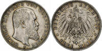 German States 3 Mark WURTTEMBERG, Wilhelm II, Freudenstadt, Silver -