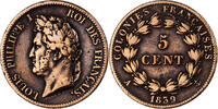 FRENCH COLONIES 5 Centimes Louis - Philippe, Paris, Bronze -