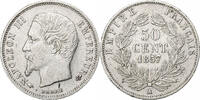 France 50 Centimes Napoleon III, Paris, Silver, Gadoury:414 -