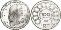 France 100 Francs-15 Ecus Jean Monnet, Paris, BE, Silver -