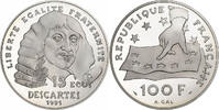 France 100 Francs-15 Ecus Descartes, Paris, BE, Silver -