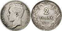 Belgium 2 Francs, 2 Frank Albert I, Silver, KM:75 -