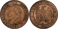 France 2 Centimes Napoleon III, Bordeaux, Bronze -