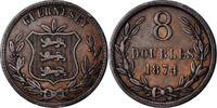Guernsey 8 Doubles Coin, Heaton, Birmingham, Bronze, KM:7 -