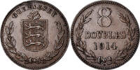 Guernsey 8 Doubles Coin, Heaton, Birmingham, Bronze, KM:14 -