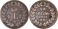 France Decime Coin, Louis XVIII, Strasbourg, Bronze, KM:701 -