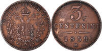 ITALIAN STATES 3 Centesimi Coin, LOMBARDY-VENETIA, Franz Joseph I -