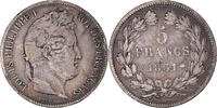 France 5 Francs Coin, Louis-Philippe, Lyon, Silver, KM:744.2 -