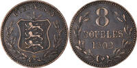 Guernsey 8 Doubles Coin, Heaton, Birmingham, Bronze, KM:7 -