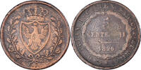 ITALIAN STATES 5 Centesimi Coin, SARDINIA, Carlo Felice, Genoa -