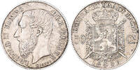 Belgium 50 Centimes Coin, Leopold II, Brussels, Silver, KM:27 -