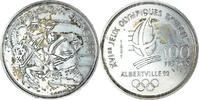 France 100 Francs Coin, Albertville 1992 - hockey sur glace -