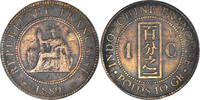 FRENCH INDO-CHINA Cent Coin, Paris, Bronze, KM:1 -