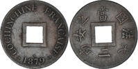FRENCH COCHIN CHINA 2 Sapeque Coin, Paris, Bronze, KM:2 -