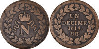 France Decime Coin, Napoleon I, Strasbourg, Bronze, KM:700 -