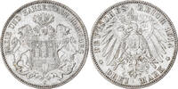 German States 3 Mark Coin, HAMBURG, Hamburg, Silver, KM:620 -