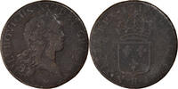 France Sol au buste enfantin Coin, Louis XV, Rouen, Copper -