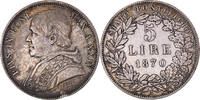 ITALIAN STATES 5 Lire Coin, PAPAL STATES, Pius IX, Roma -