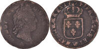 France Sol à la vieille tête Coin, Louis XV, Lille, Copper -
