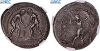 Stater Coin, Pamphylia, Aspendos, graded, NGC, Ch XF 4/5 4/5 -