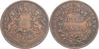 INDIA-BRITISH 1/2 Anna Coin, Guillaume IV, Bombay, Copper -