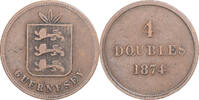 Guernsey 4 Doubles Coin, Heaton, Birmingham, Bronze, KM:5 -