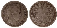 France 5 Francs Coin, Louis-Philippe, Lyon, Silver -