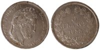 France 5 Francs Coin, Louis-Philippe, Paris, Silver -
