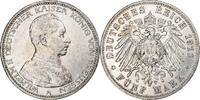 German States 5 Mark PRUSSIA, Wilhelm II, Berlin, Silver -