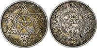 Morocco 100 Francs Mohammed V, Paris, Silver, KM:52 -
