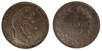 France 5 Francs Coin, Louis-Philippe, Lille, Silver -