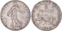 France 2 Francs Coin, Semeuse, Paris, Silver, KM:845.1 -