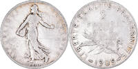 France 2 Francs Coin, Semeuse, Paris, Silver, KM:845.1 -