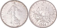 France 5 Francs Coin, Semeuse, Paris, Silver, KM:926 -